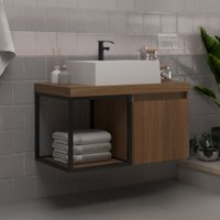 Armário de Banheiro Bosque 1 Porta com Cuba 100% Mdf Noce - Belizze Móveis
