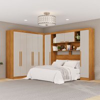 Guarda-Roupa Casal Modulado Positano 9 Portas 2 Gavetas Cinamomo/Off White - Pnr Móveis