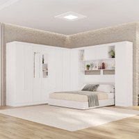 Guarda-Roupa Casal Modulado Pandora 11 Portas 2 Gavetas com Espelho Branco - Pnr Móveis