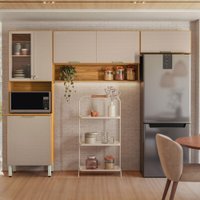 Cozinha Compacta Alba 6 Portas com Vidro Cinamon/Nude Prime Tx - Demóbile
