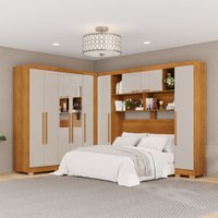 Guarda-Roupa Casal Modulado Positano 9 Portas 2 Gavetas com Espelho e Pés Cinamomo/Off White - Pnr Móveis