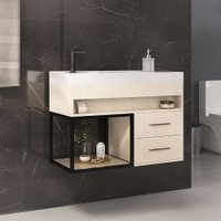 Armário de Banheiro New 2 Gavetas com Cuba 100% Mdf Carvalho - Belizze Móveis