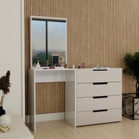 Cômoda Milão 4 Gavetas com Espelho Creme/Branco - Panorama Móveis