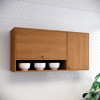 Armário Aéreo Cozinha 120 Cm Venaly 2 Portas com Nicho Cinamomo - Henn