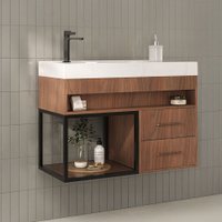 Armário de Banheiro New 2 Gavetas com Cuba 100% Mdf Noce - Belizze Móveis
