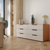 Cômoda Madri 6 Gavetas Creme/Freijó - Panorama Móveis
