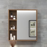 Armário de Banheiro Alpes 1 Porta 3 Nichos com Espelho 100% Mdf Noce - Belizze Móveis