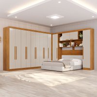 Guarda-Roupa Casal Modulado Portofino 13 Portas 4 Gavetas Cinamomo/Off White - Pnr Móveis