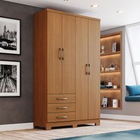 Guarda-Roupa Solteiro Caju 4 Portas 3 Gavetas Cinamomo - Henn