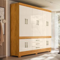 Guarda-Roupa Casal New Murano 10 Portas 3 Gavetas Cinamon/Off White - Demóbile