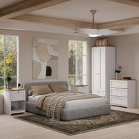 Quarto Completo Solteiro Americano 2 Portas 7 Gavetas Branco/Ipê - Panorama Móveis
