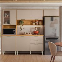Cozinha Completa Alba 8 Portas 2 Gavetas com Vidro Cinamon/Nude Prime Tx - Demóbile