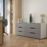 Cômoda Madri 6 Gavetas Cinza/Branco - Panorama Móveis