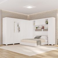 Guarda-Roupa Casal Modulado Pandora 11 Portas 2 Gavetas com Espelho e Pés Branco - Pnr Móveis