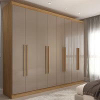 Guarda-Roupa Casal Ele e Ela 8 Portas 4 Gavetas 8 Prateleiras Cappuccino/Off White - Panorama Móveis