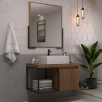 Armário de Banheiro Miami 80 Cm 1 Porta 100% Mdf com Espelho Noce - Belizze Móveis