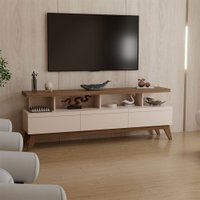 Rack para TV Até 72 Polegadas Cronos 3 Gavetas Off White/Freijo - Panorama Móveis