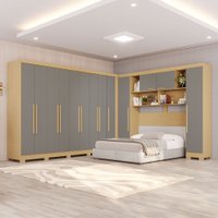 Guarda-Roupa Casal Modulado Portofino 13 Portas 4 Gavetas com Pés Jequitibá/Granizo - Pnr Móveis