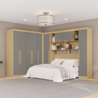 Guarda-Roupa Casal Modulado Positano 9 Portas 2 Gavetas Jequitibá/Granizo - Pnr Móveis