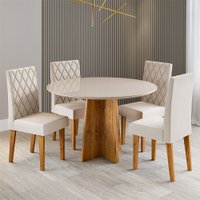 Mesa de Jantar 4 Lugares Volpi com Vidro Mel/Off White/Marfim - Viero Móveis