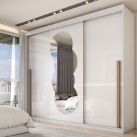 Guarda-Roupa Casal Circle 3 Portas 6 Gavetas com Espelho Branco - Panorama Móveis