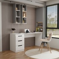 Mesa para Escritório Madri 3 Gavetas Branco - Panorama Móveis