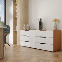 Cômoda Madri 6 Gavetas Branco/Freijó - Panorama Móveis