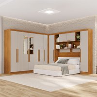 Guarda-Roupa Casal Modulado Pandora 11 Portas 2 Gavetas com Espelho Cinamomo/Off White - Pnr Móveis
