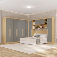 Guarda-Roupa Casal Modulado Pandora 11 Portas 2 Gavetas Jequitibá/Granizo - Pnr Móveis