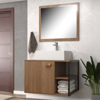Armário de Banheiro Nassau 60 Cm 1 Porta 100% Mdf com Espelho Noce - Belizze Móveis