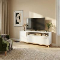 Rack para TV Até 50 Polegadas 2 Portas Hommy Branco/Pinus Claro - Brv