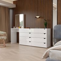Cômoda Veneza 8 Gavetas com Espelho Branco - Panorama Móveis