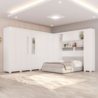 Guarda-Roupa Casal Modulado Portofino 13 Portas 4 Gavetas com Pés e Espelho Branco - Pnr Móveis