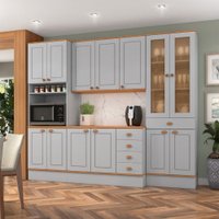 Cozinha Completa Aspen 13 Portas 5 Gavetas com Vidro Cinza/Cinamomo - Fellicci