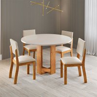 Mesa de Jantar 4 Lugares Fayra Mel/Blonde/Marfim- Viero Móveis