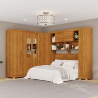 Guarda-Roupa Casal Modulado Positano 9 Portas 2 Gavetas com Espelho e Pés Cinamomo - Pnr Móveis