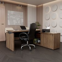 Mesa para Escritório Office 1 Porta Nogal/Preto - Panorama Móveis