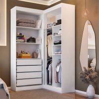 Closet Casal Salvo 4 Gavetas 7 Prateleiras Branco - Pnr Móveis