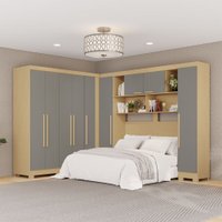 Guarda-Roupa Casal Modulado Positano 9 Portas 2 Gavetas com Pés Jequitibá/Granizo - Pnr Móveis