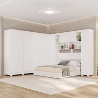 Guarda-Roupa Casal Modulado Pandora 11 Portas 2 Gavetas com Pés Branco - Pnr Móveis