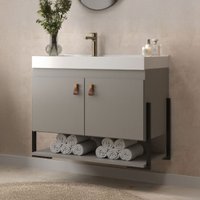 Armário de Banheiro Opera 2 Portas com Cuba 100% Mdf Cimento - Belizze Móveis