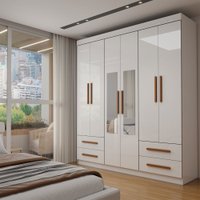 Guarda-Roupa Infantil Lisboa 6 Portas 4 Gavetas Com Espelho Branco - Panorama Móveis