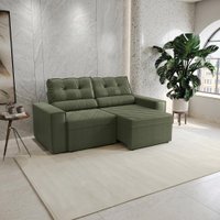 Sofá Retrátil Domus 208cm Suede Mescla Verde Kappesberg