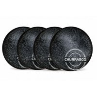 Kit Prato Raso Tramontina Churrasco Carbon em Porcelana 25 cm 4 Peças