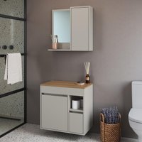 Conjunto Banheiro com Gabinete e Espelheira 2 Portas 1 Gaveta Suspenso 60cm Multimóveis CRART-CON011 - ARENAS