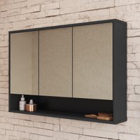 Espelheira Banheiro com 3 Portas e Nichos 88,4cm Multimóveis CRART-EPL001 Grafite