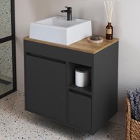 Balcão Gabinete de Banheiro com Cuba 1 Porta e 1 Gaveta Suspenso 60cm Multimóveis CRART-BAL008 - GRAFITE
