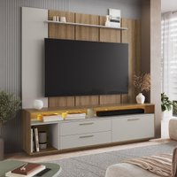 Rack com Painel para TV até 75 Polegadas e LED 1 Porta 2 Gavetas Multimóveis CRART-RCP002 - MEL/ARENAS