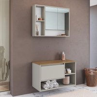 Conjunto Banheiro com Gabinete e Espelheira 3 Portas 80cm Multimóveis CRART-CON016 - ARENAS