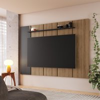 Painel para TV até 75 Polegadas com Prateleira Multimóveis CRART-PTV001 - MEL/GRAFITE